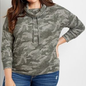 NWT Maurice’s plus size cowl neck sweatshirt camo